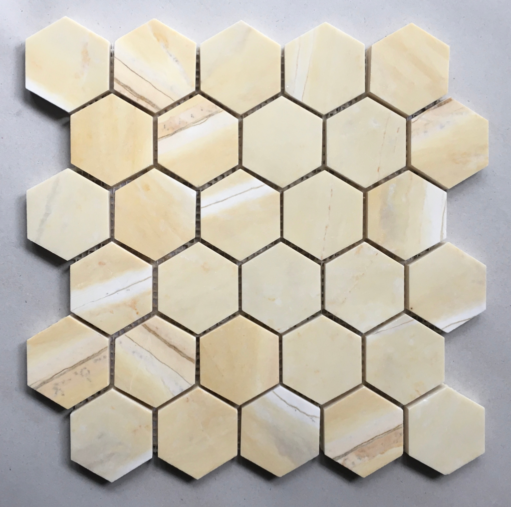 Đá Mosaic Hex Lục Giác Màu Vàng Mix 303x304mm